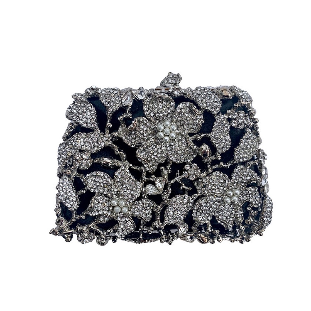 Vintage Floral Crystal Evening Bag